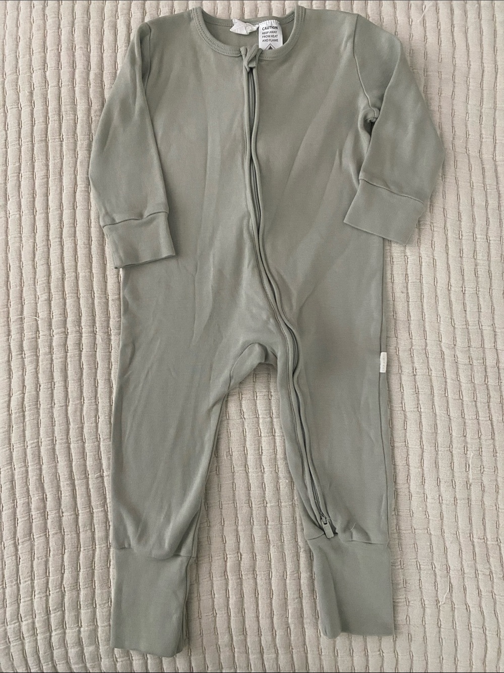 Jamie Kay Sage Green Zipper Footie Pajamas